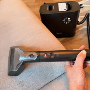 textiltvatt handtag ozoneair wash steam anvandning